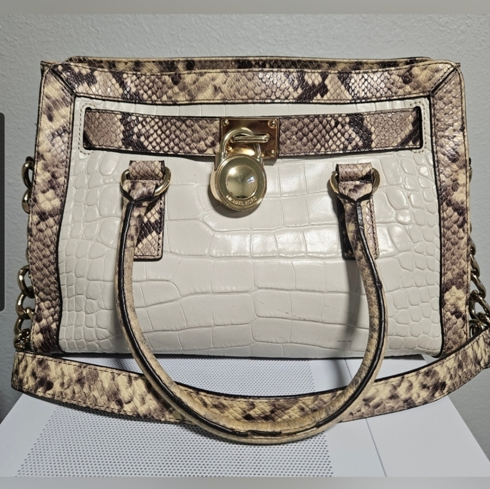 Michael Kors Hamilton Croc & Python Embossed Satc… - image 1